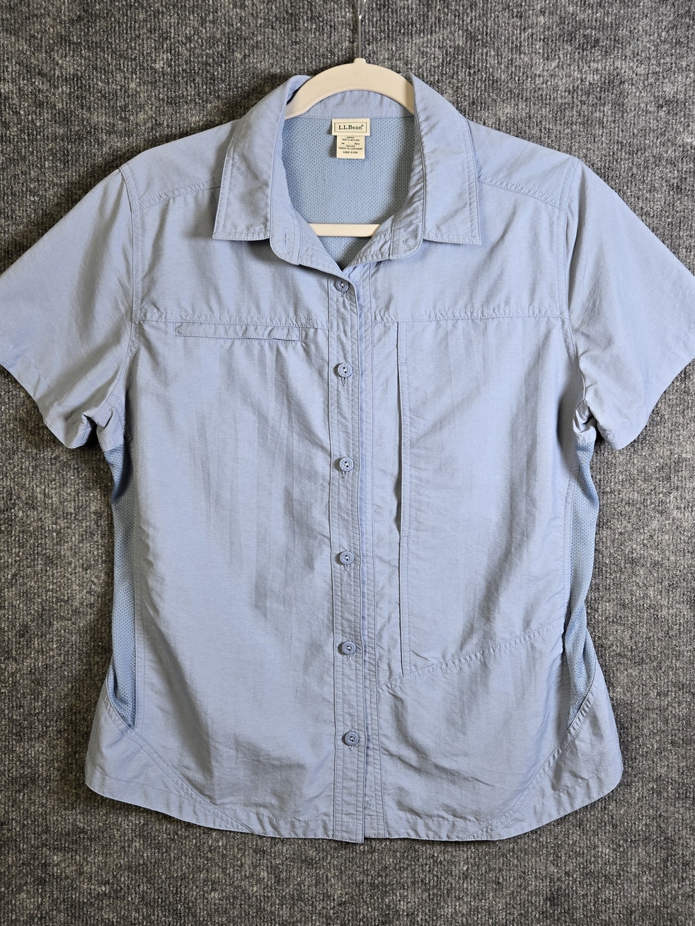 LL Bean Top Womens M Blue Vented Fishing Shirt Quick Dry Outdoor Hiking
